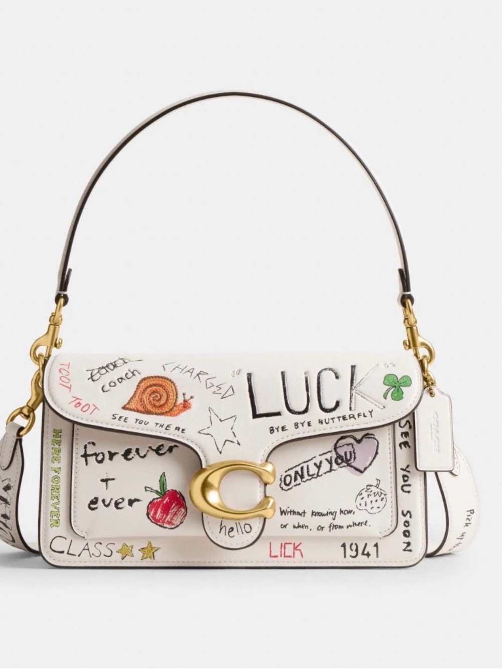 COACH Tabby 26 Sketch White Graffiti-Print Leather Shoulder Bag